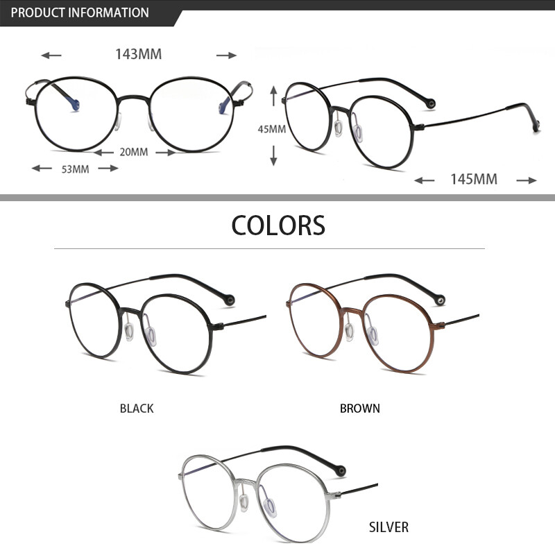KATELUO J803 Computer Anti Blue Laser Round Frame Retro Classic Eyeglasses