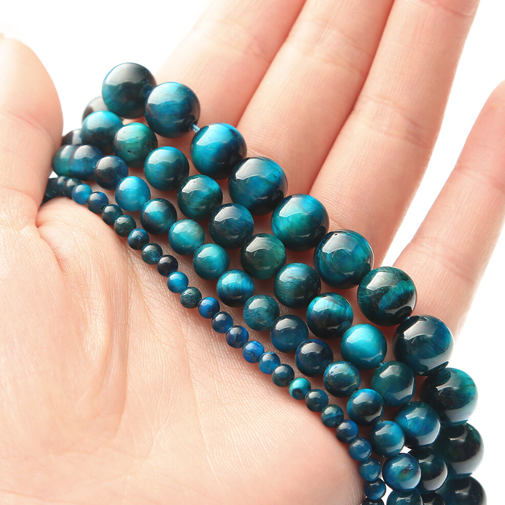 4/6/8/10/12mm Natural Stone Beads Royal Blue Amber Round Loose Spacer Beads For Jewelry Making DIY Bracelet Necklace