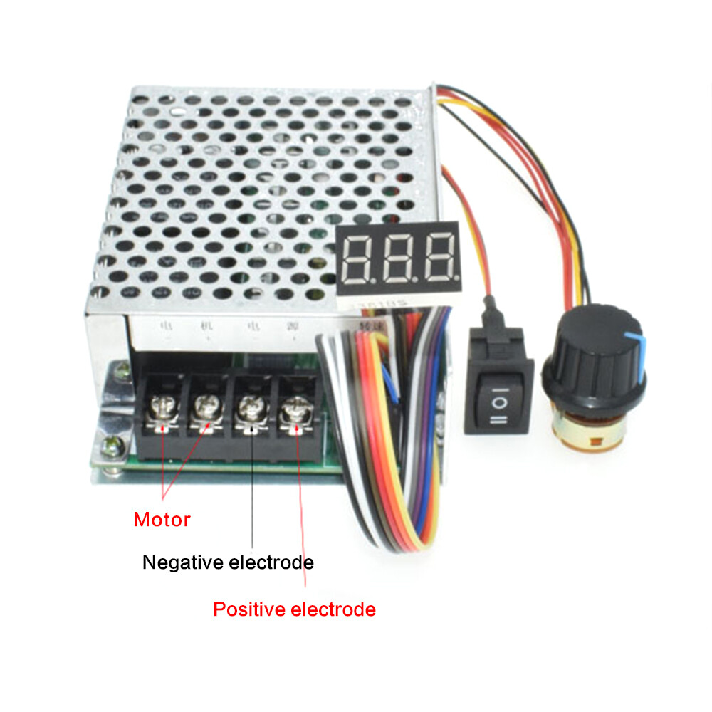 Digital display 0~100% adjustable 10-50v 40a dc motor speed controller pwm 12v 24v 48v 2000w max 60a reversible