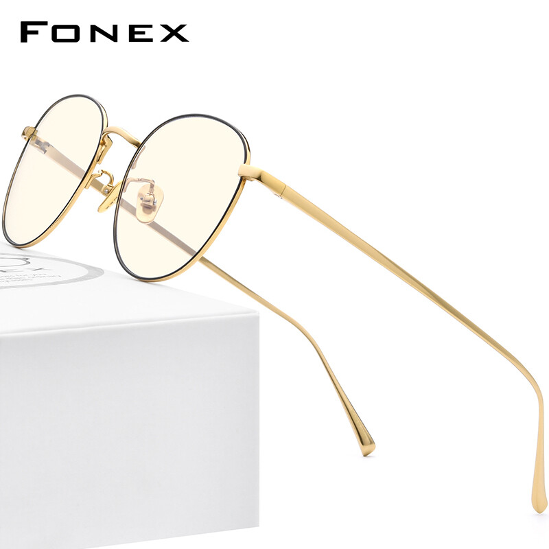 FONEX Titanium Anti Blue Light Glasses for Women and Men Eyeglasses 2022 New Vintage Bluelight Blocking Eyewear 30015