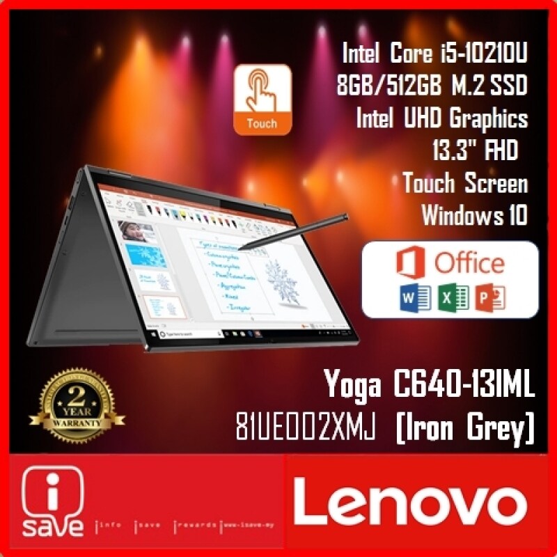 Lenovo Yoga C640-13IML 81UE002XMJ 13.3 FHD Touch Laptop Iron Grey ( I5-10210U, 8GB, 512GB SSD, Intel, W10, H&S ) Malaysia