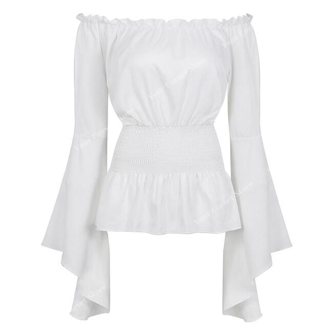 Steampunk Blouse Renaissance Top Women Cropped Off The Shoulder Peasant Top Blouse Short Sleeve Plus Size Summer Crop Top Ruffle