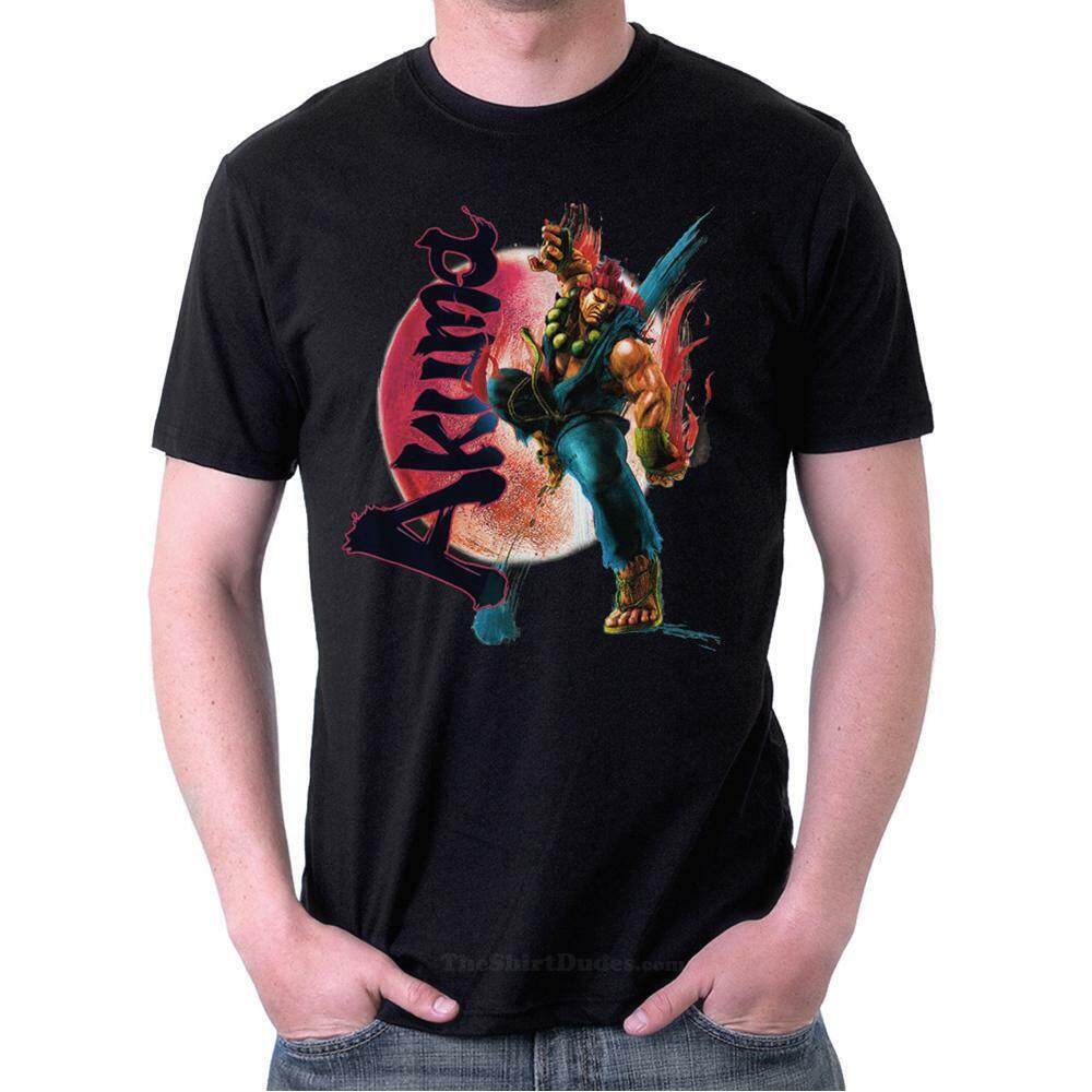 Akuma T-shirt Street Fighter Video Game Cosplay Kanji Symbol Tee Adult Shirt
