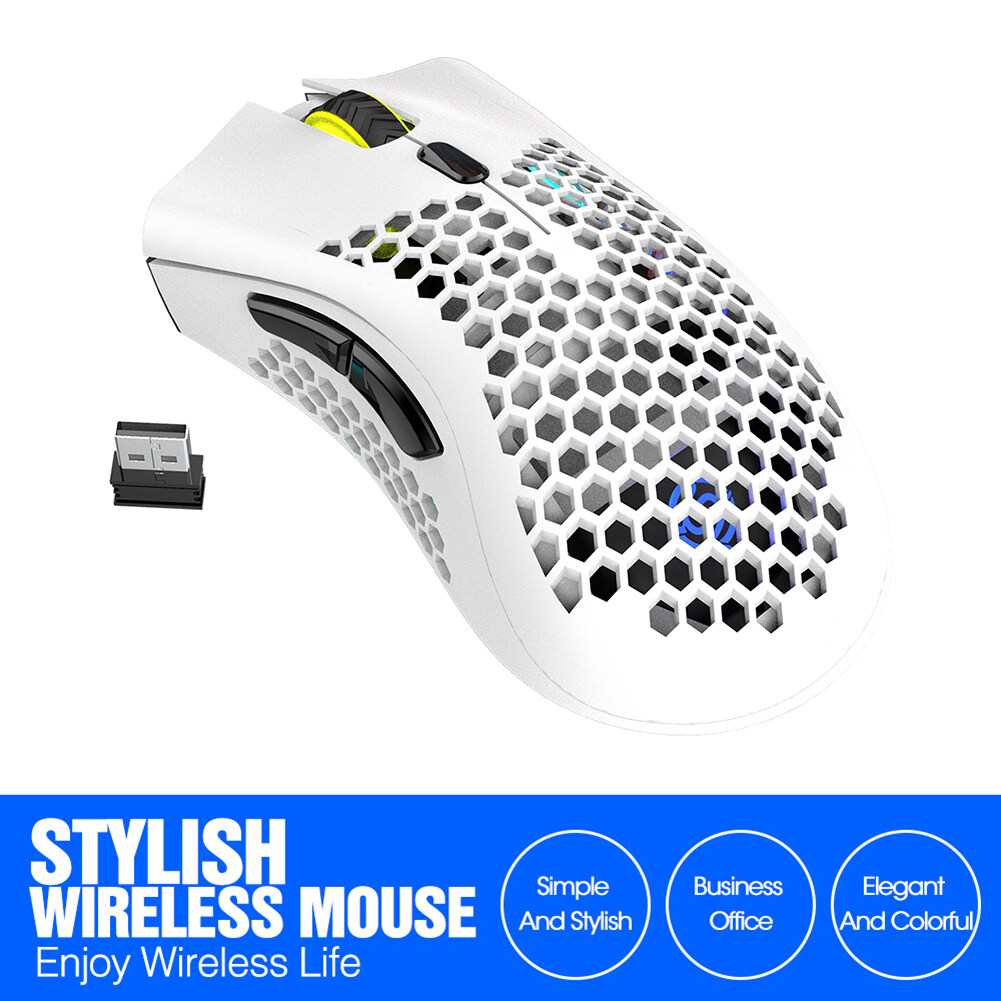 Chuột RGB Không Dây USB BM600 6 Nút 2.4GHz Chuột Game Thủ Có Tổ Ong Rỗng Điều Chỉnh Được 3 Bánh 1600 DPI