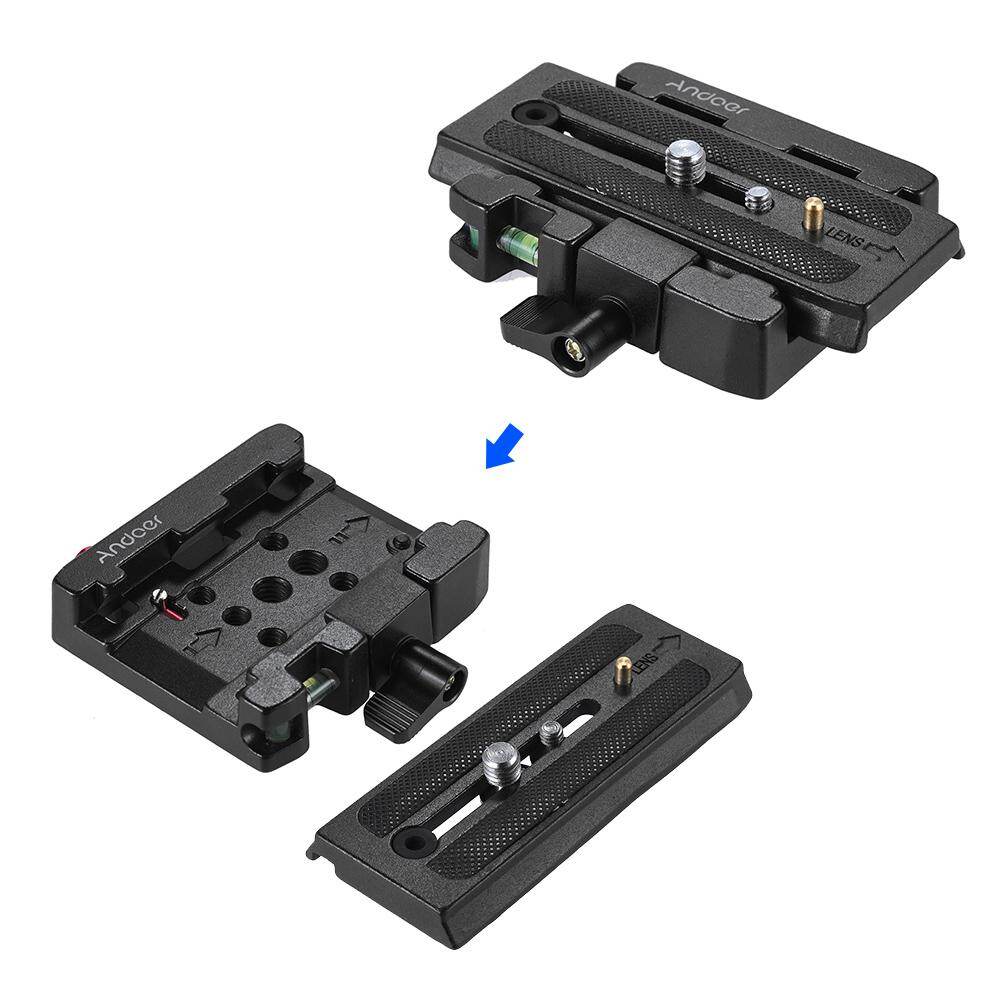 Andoer Video Camera Tripod Quick Release Clamp Adapter with Quick Release Plate Compatible for Manfrotto 501 500AH 701HDV 503HDV Q5 Head