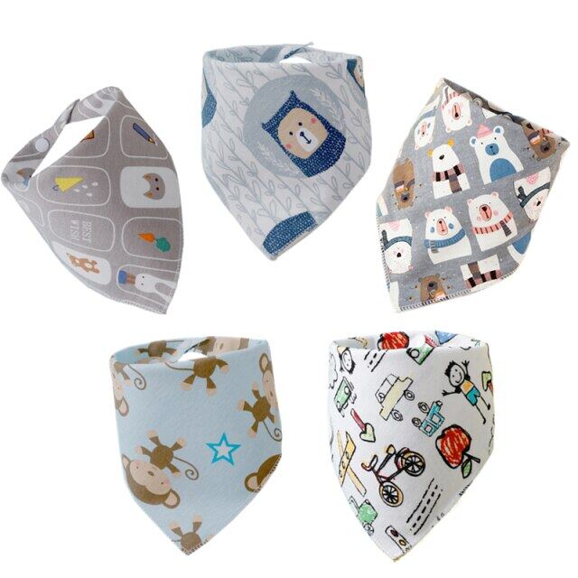 5Pcs ชุดมารดา Cotton Bandana Bibs เด็ก Babador Smock ทารกผ้ากันเปื้อนสามเหลี่ยมผ้าการ์ตูนผ้าซับน้ำลายเด็กเด็กทารกกินอุปกรณ์เสริม Stuff