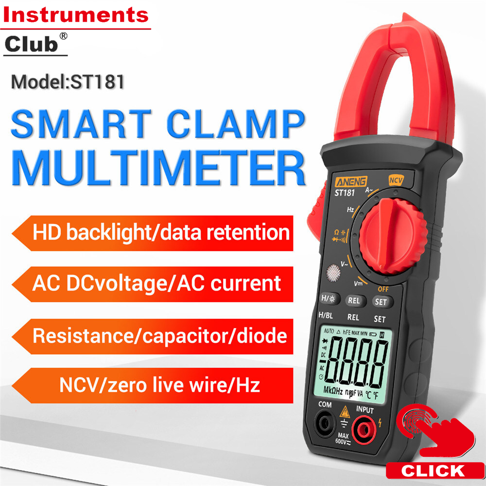 ANENG ST181 4000 Counts Digital AC Current Clamp Meter 400A Automatic Range Multimeter with Backlight Voltage Meter Clamp Gauge NCV Test Clamp Ammeter Universal Meter Tester Measuring Capacitance/ Diode / AC Current / AC/DC Voltage / Resistance