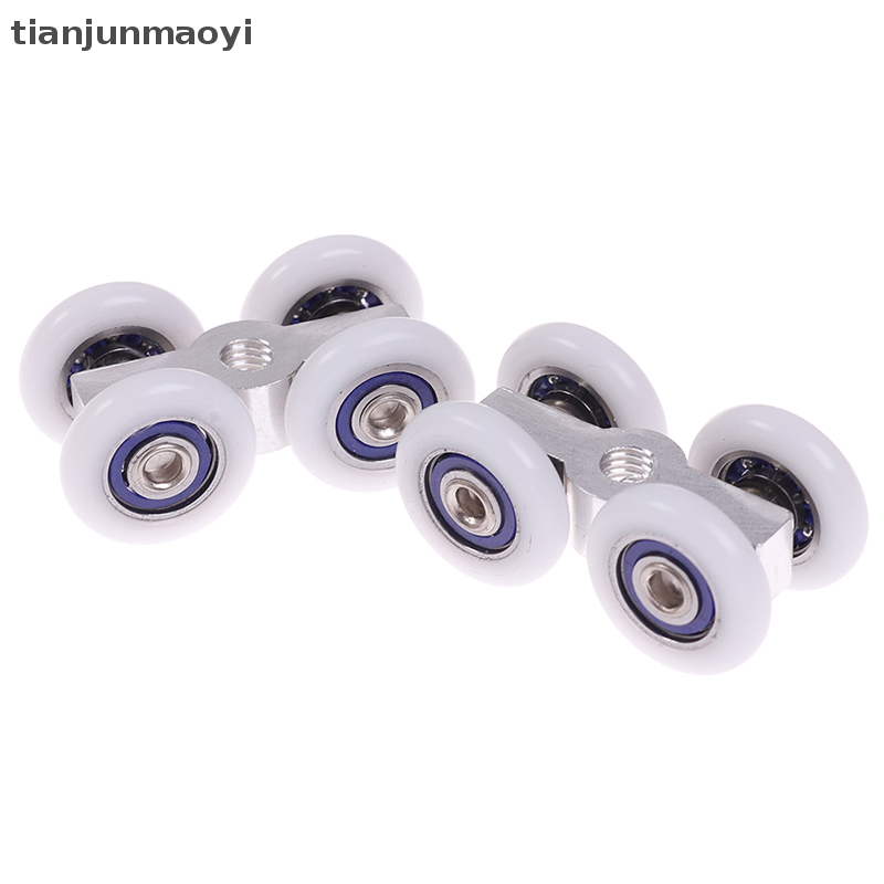 [tianjunmaoyi] 1Pair Sliding Door Rollers 4 Wheels Hanging Home Door Accessories Hardware