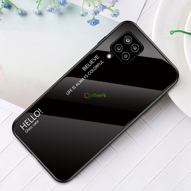Đối Với Samsung Galaxy A12 Cứng Gradient Kính Vỏ Trường Hợp Chống Xước Vỏ Bảo Vệ Trở Lại