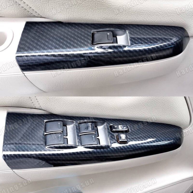 Hardingsun For TOYOTA HILUX VIGO 2008-2015 carbon fiber pattern car power window switch panel cover,VIGO interior accessories