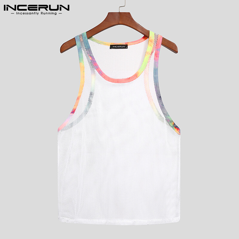 INCERUN Áo Khoác Lưới Nam Thời Trang, Áo Thun Ba Lỗ Thể Thao Tập GYM Áo Cánh Đi Biển Áo Mùa Hè