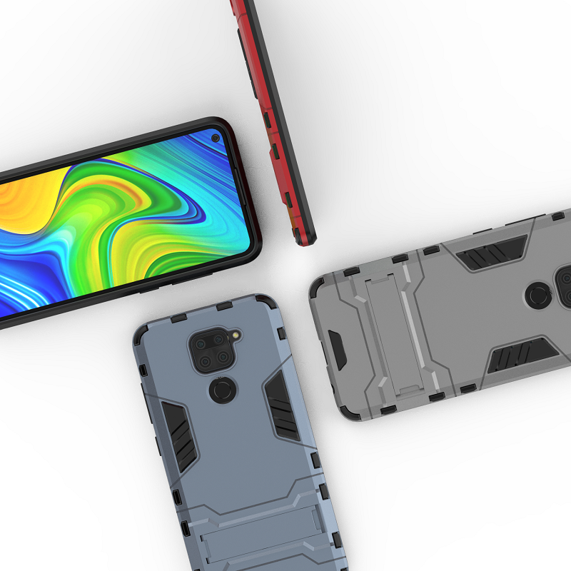 YUNYEE For Redmi Note 9 Pro Max Redmi Note 9S Redmi Note 8 Pro Redmi Note 7 Pro Redmi Note 6 Pro Redmi Note 5 Pro Redmi Note 5A Redmi Note 4 Pro Redmi Note 4X Case, Luxury Iron Man Stand Cover Hard Armor and Soft Silicone TPU Frame Phone Casing