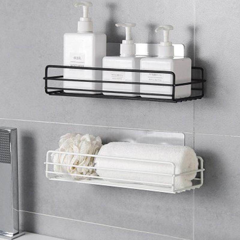 Self Adhesive Hanging Wall Shelf Storage Iron Basket Cupboard Cabinet Door Organizer Rack Closet Holders Kitchen