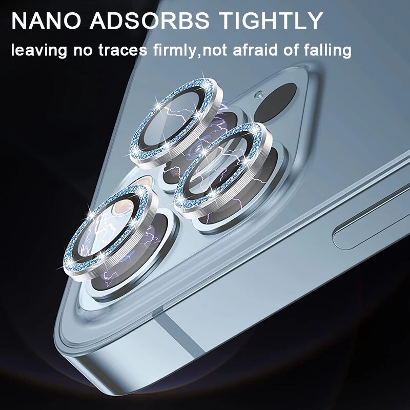 AKABEILA Sparkling Diamond Camera Lens Protector For iPhone 13 Pro Max 12 Pro Max Mini 11 Pro Max Bling Rainbow Metal HD Tempered Glass Camera Film Screen Protection Top Seller