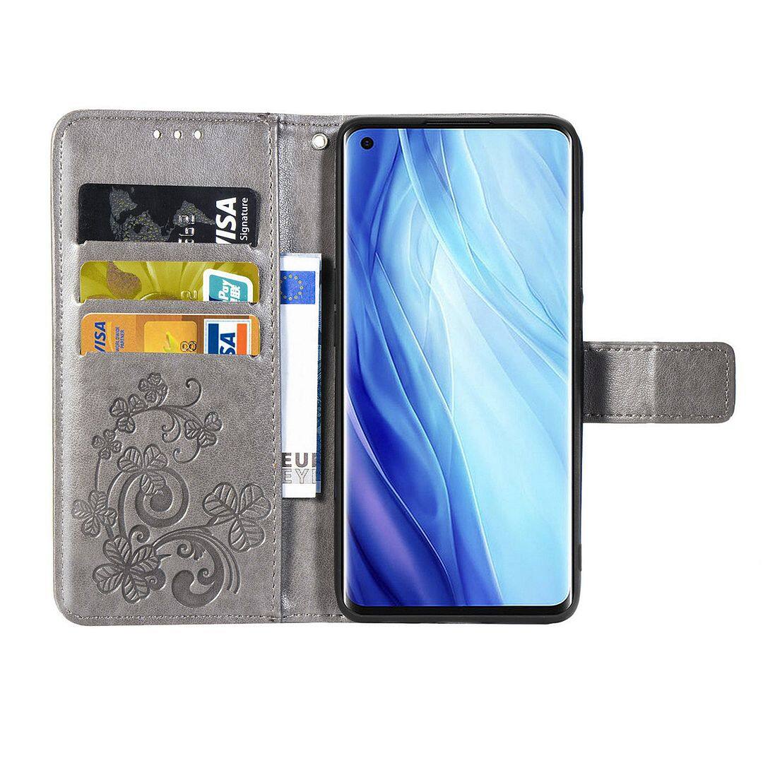 FAYANGRIES For Oppo Reno4 Pro 4G (6.5 ) Case, Clover Embossing Solid color Phone Casing Flip Advanced Business PU Leather Cover Stand Support Bracket Succinct Wallet