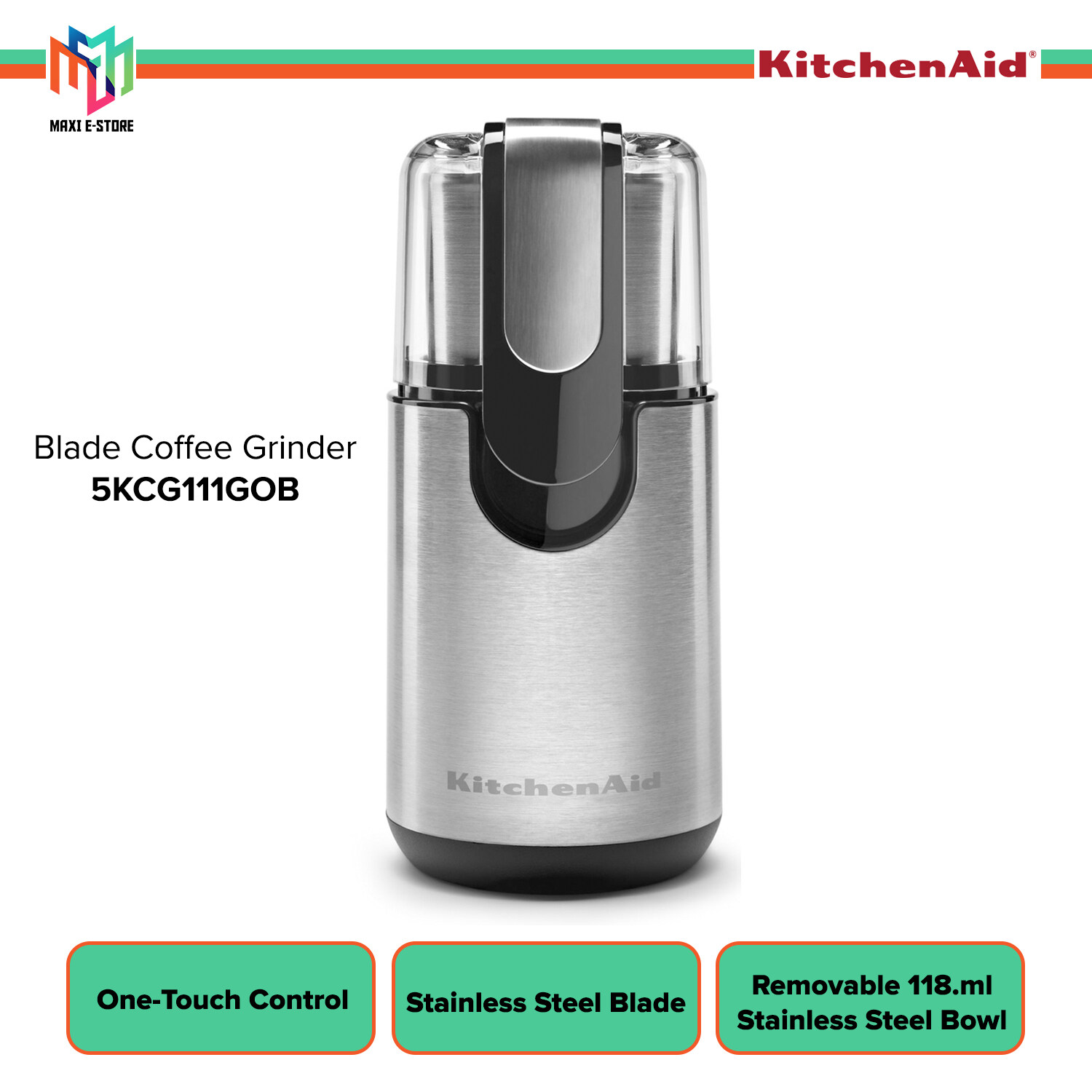 Kitchenaid 5KCG111GOB Stainless Steel Blade Coffee Grinder with