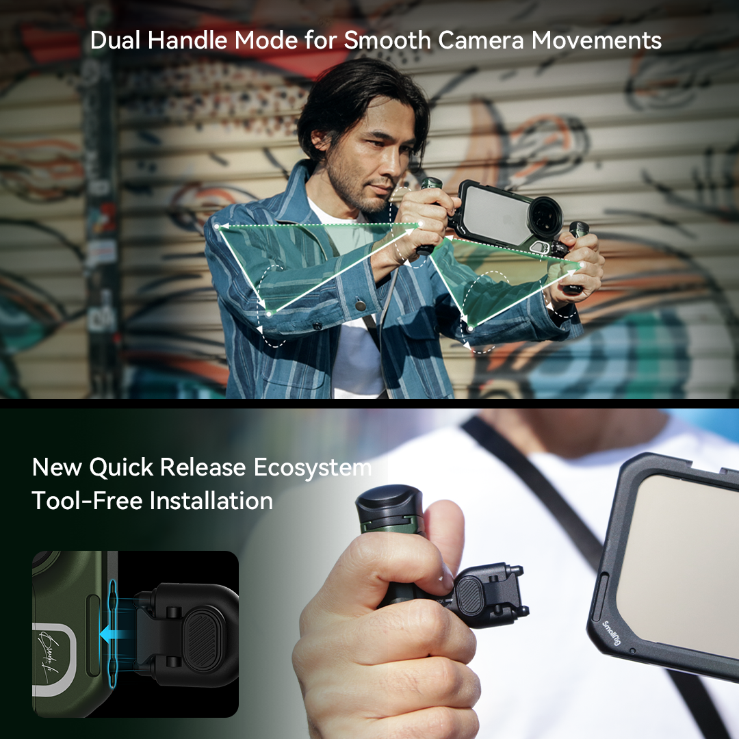Smallrig x Brandon Li Bộ khung video di động có điều khiển từ xa Bluetooth không dây Tay cầm bên 67mm VND Bộ lọc cho iPhone 15 Pro Max (Phiên bản đồng thiết kế) 4407 / 4473