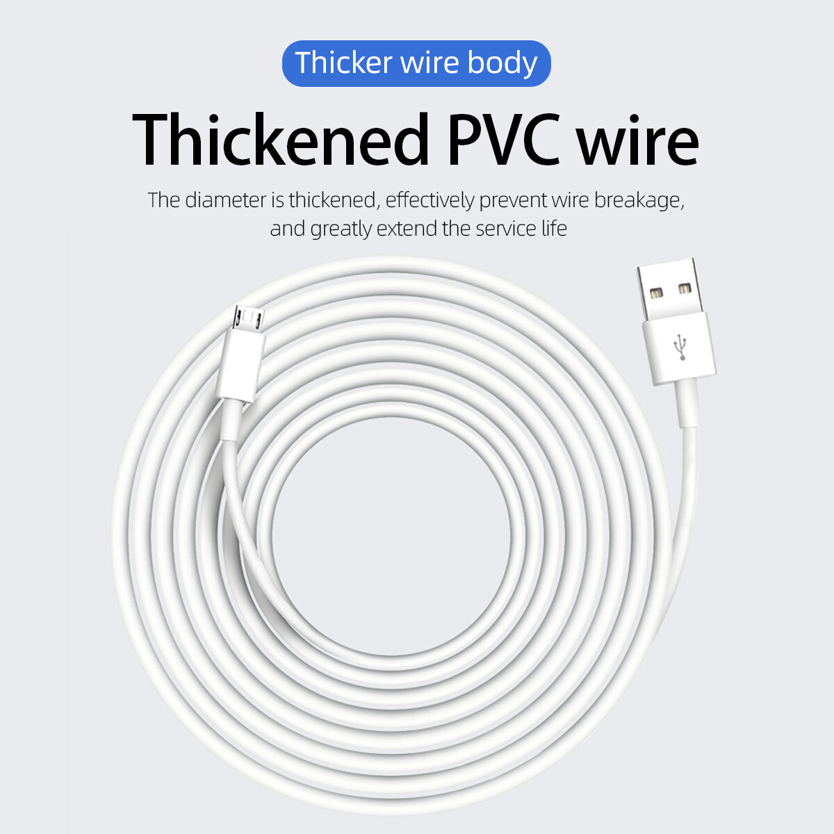 FONKEN 1m/5m/10m Micro USB charging Cable Camera Camera Charging Cable Mobile Phone Charging Cable, For Android Phone/360 Xiaobai Generous Smart Camera