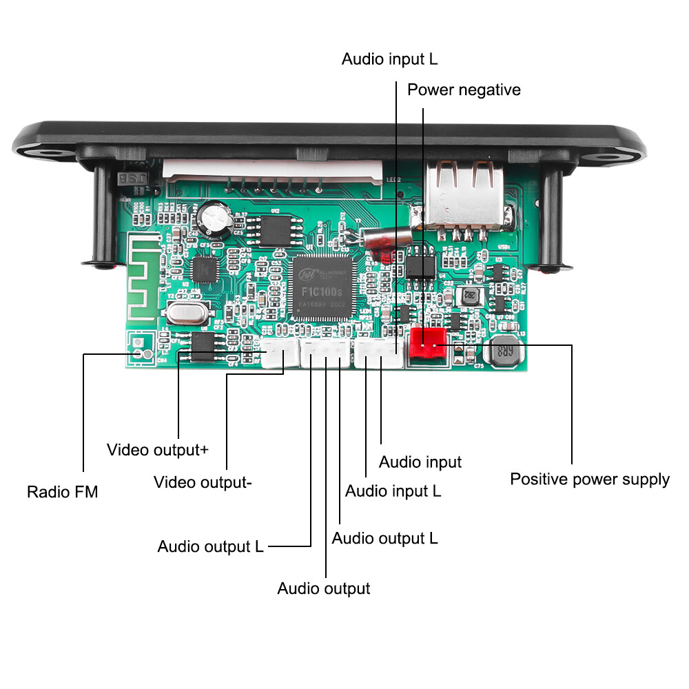 Bo Mạch Giải Mã MP5 Bluetooth Mô-đun Giải Mã Máy Phát Video MP5 Âm Thanh Bluetooth 5.0 Không Dây DC 12V Hỗ Trợ USB TF Đài FM Chức Năng Video Âm Thanh MP3 WAV MP4 MP5 Có Điều Khiển Từ Xa