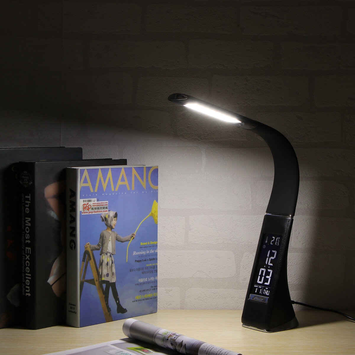 touch table lamp with clock