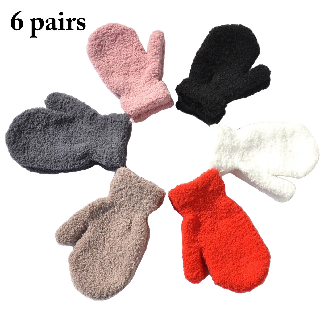 Children Gloves Winter Warm Knitted Mittens Red Kids Gloves For Boys Girls