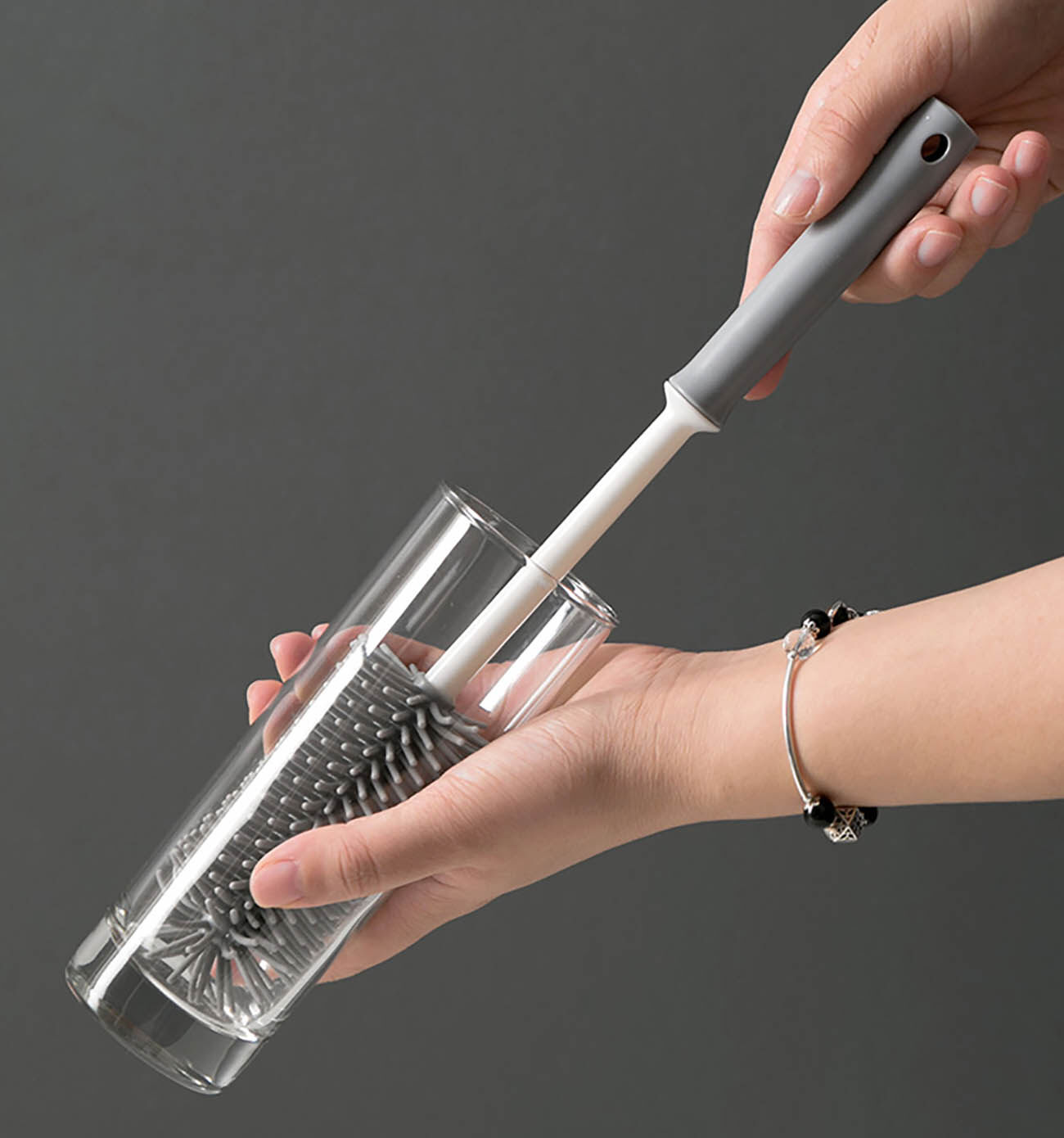 Homenhome 1pcs Soft Silicone Bottle Brush Kitchen Cleaning Brush Long Handle