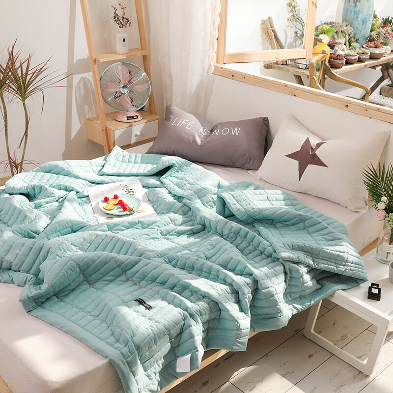 Macaron Solid Color Bedspread Soft Summer Comforter Quilts Washable Bed Quilt Air Conditioned Quilt Duvet Adults Summer Quilt