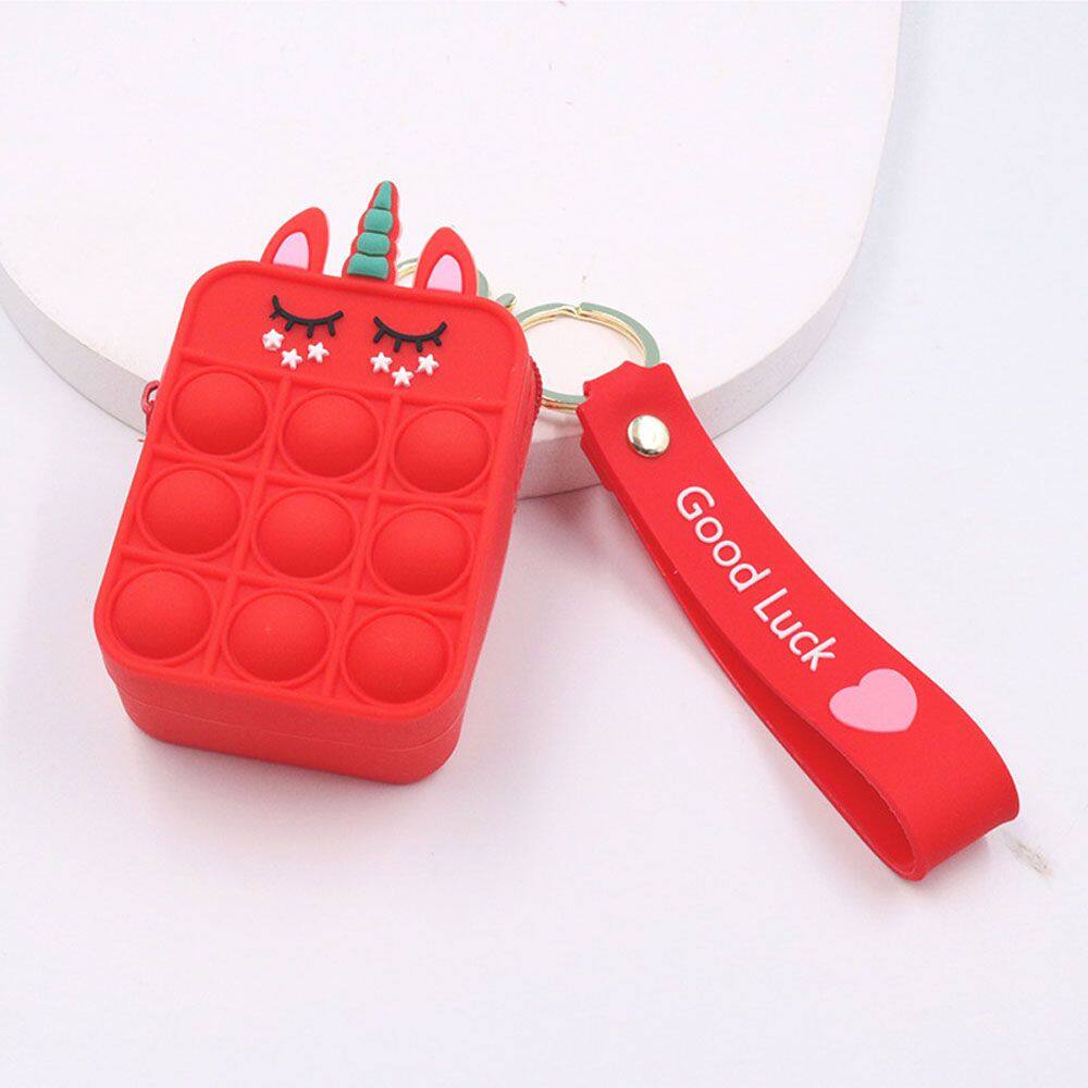DWT9814 Pikachu Silicone Bubble Music Pendant Sensory Push Keychain Key Pendant Wallet Rodent Pioneer Coin Purse Decompression Toys