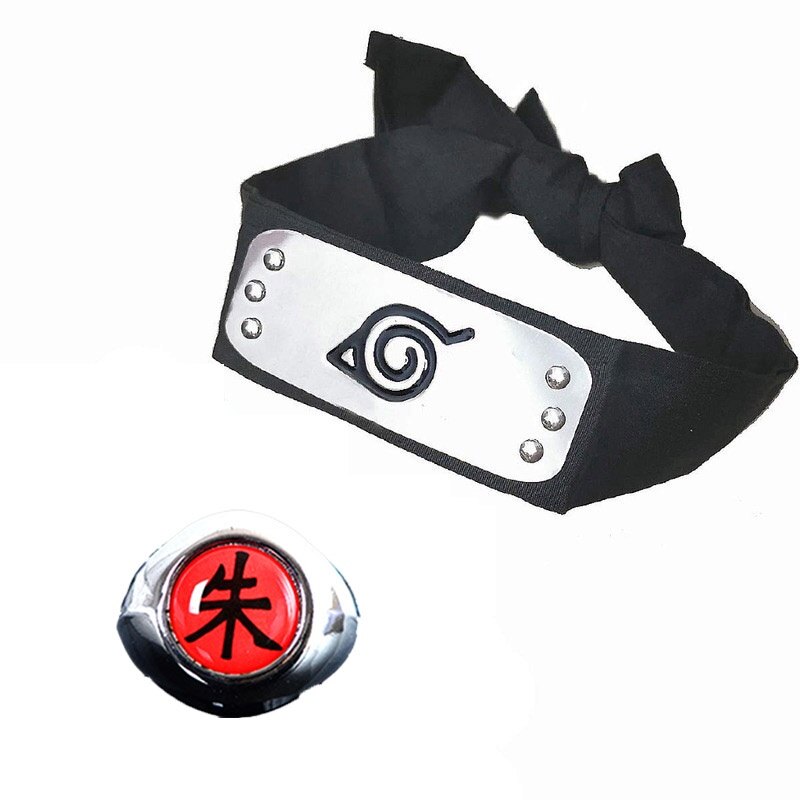 Anime Naruto Kunai Ring Headband Akatsuki Cosplay Leaf Village Shinobi Ninja Props Cosplay Accessories Gift Box Halloween Toys