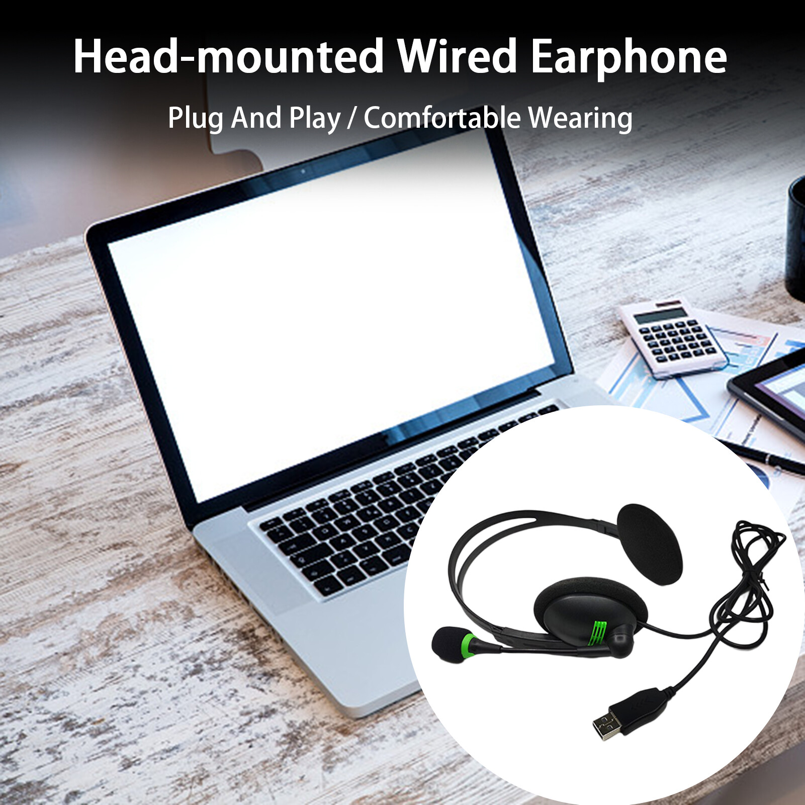 Geniusc Tai nghe có dây giao diện USB Ergonomic với microphone tiếng ồn hủy bỏ tai nghe có dây văn phòng cung cấp rảnh tay Tai nghe có dây