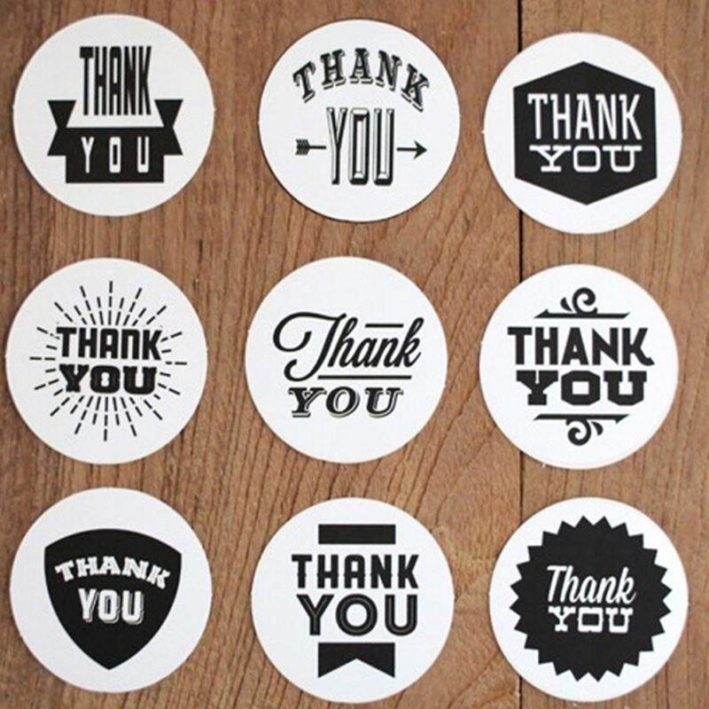 Round Paper Labels /'Thank You/' Moustache Vintage Kraft Gift Seal Craft