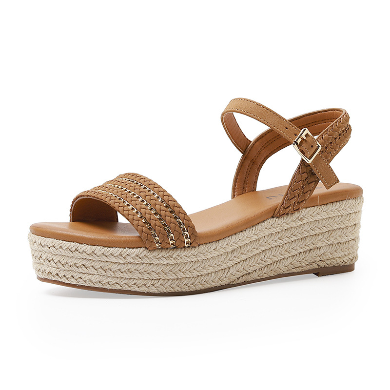 Summer Simplicity Women's Comfortable Platform Low Heel Wedge Sandals with Hemp Rope