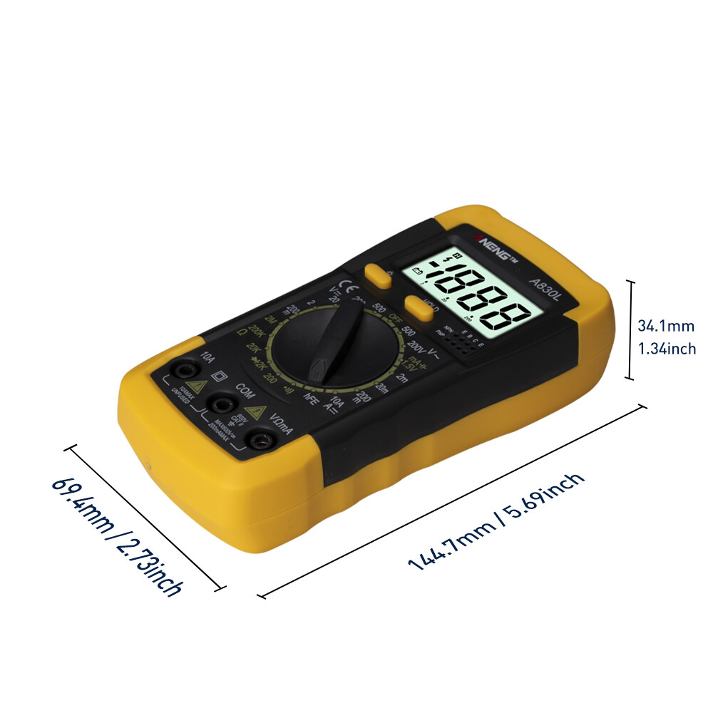 1Pcs A830L LCD Digital Multimeter AC DC Voltage Diode Freguency Multitester Current Tester Luminous Display with Buzzer Function