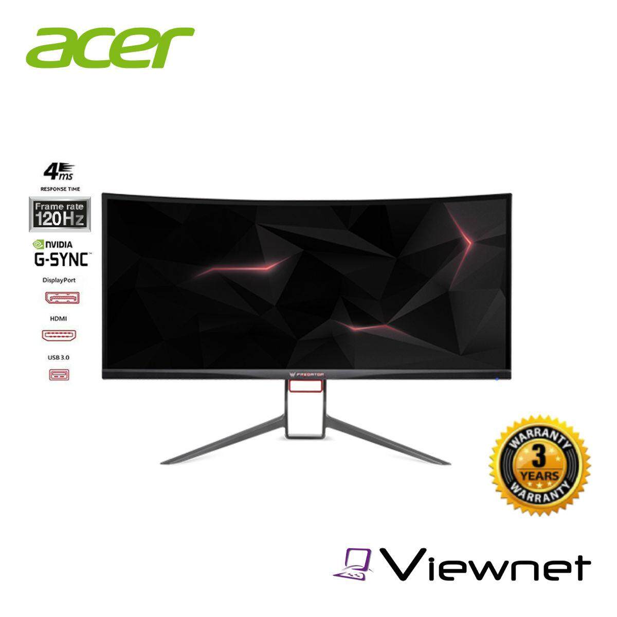 Acer Predator X34P 34 Curved 21:9 UltraWide QHD (3440x1440) LED IPS 100Hz (OC 120Hz) 4ms G-Sync Gaming Monitor (UM.CX0SM.P01) HDMI & DisplayPort, 4 USB Hub 3.0, Built-in Speaker, VESA Compatible,Height Adjustable, Swivel, Cable Management, ZeroFrame Malaysia