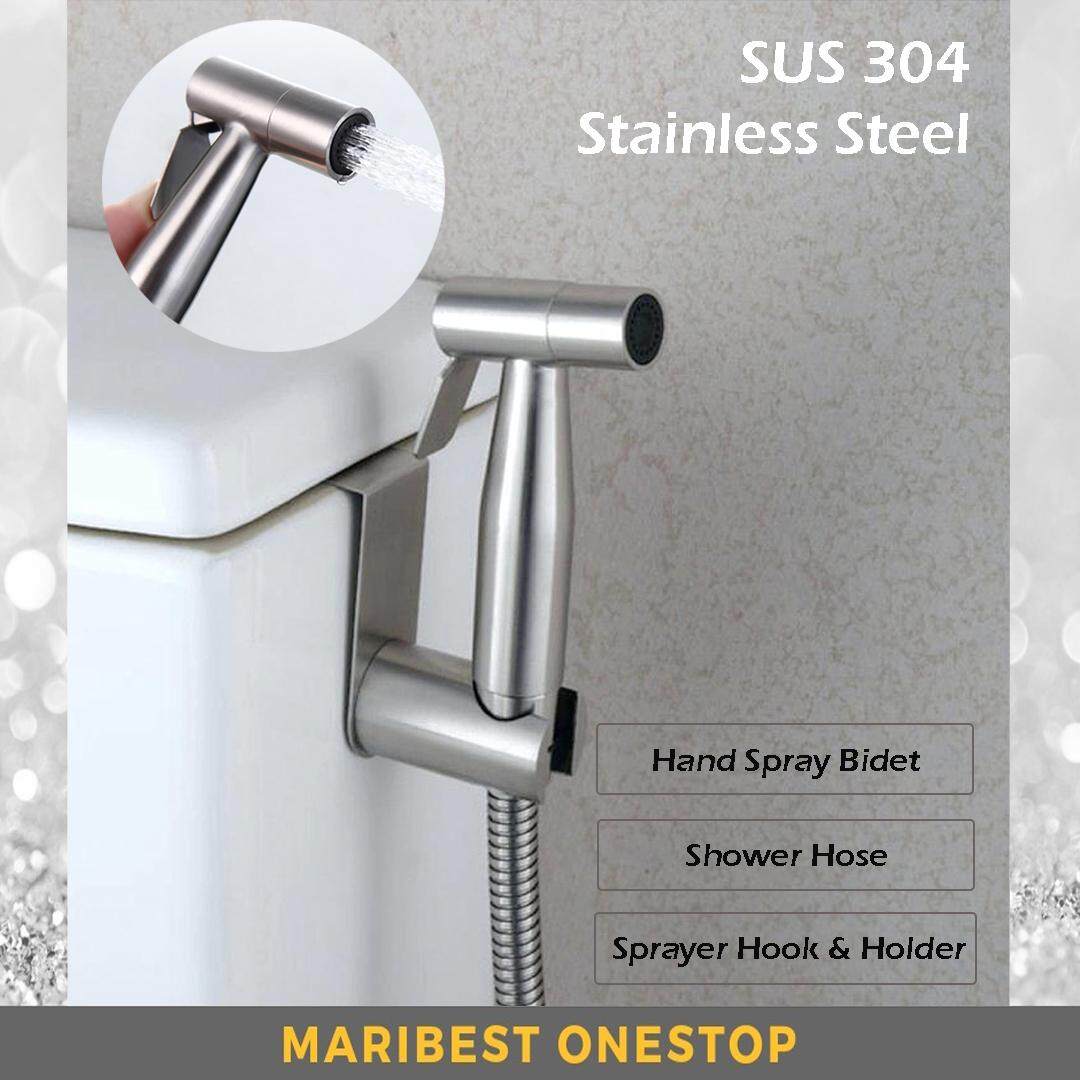 304 STAINLESS STEEL HAND BIDET SPRAYER HOSE SET & HOSE HOOK HOLDER FOR