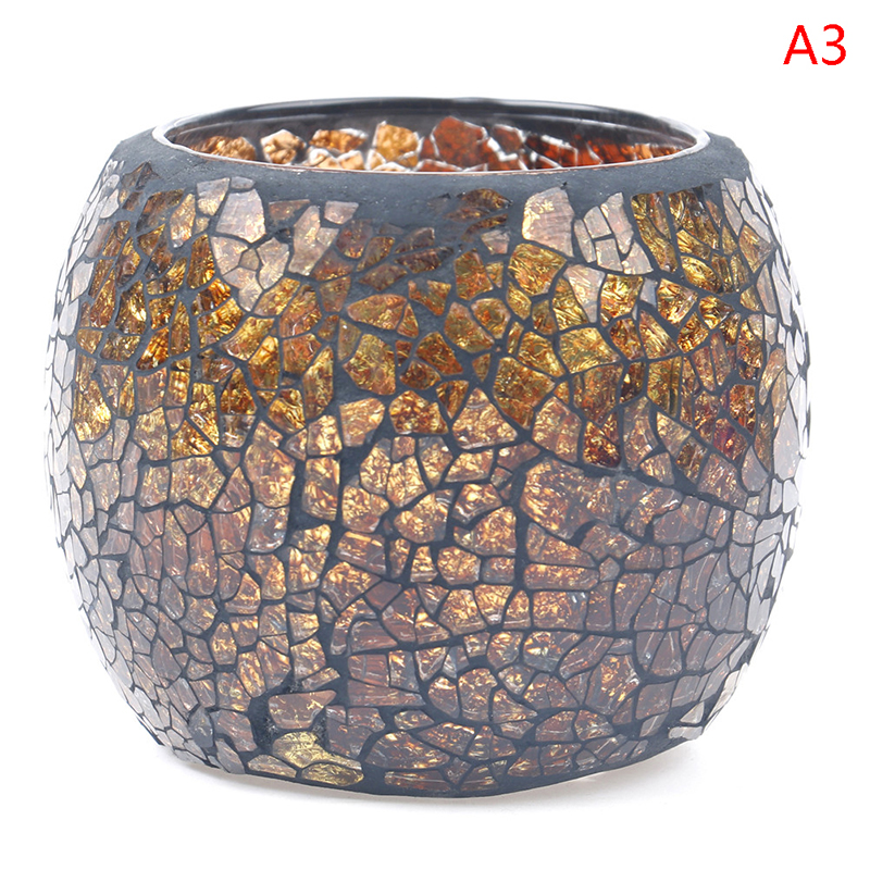 PAUY Candle Tea Light Holder Glass Handmade Candle Stands Mosaic Style Home Decor