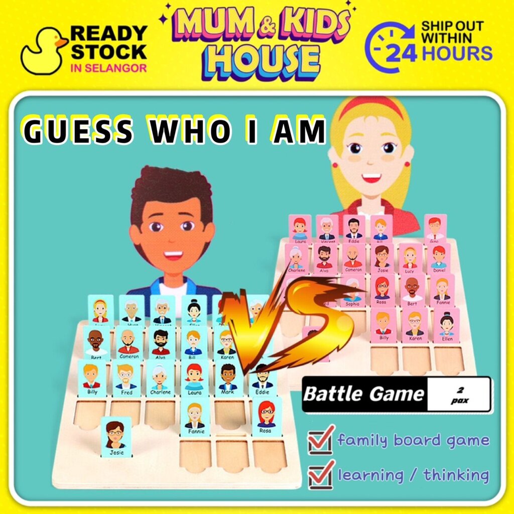 Wooden Guess Who Am I Family Board Game Who Is It Teka Siapa Saya Teka