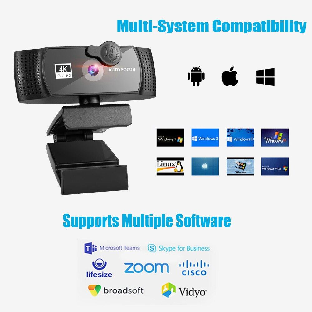 Webcam Camera Web Full HD 8K 4K Có Micro Camera Web Cắm USB Cho Máy Vi Tính Máy Tính Mac...
