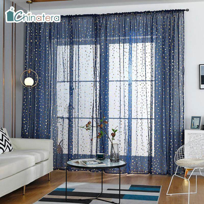 Rèm Cửa Sổ Vải Tuyn Chinatera, Mành Trang Trí Cửa Sổ Bằng Sợi Tổng Hợp Hình Tam Giác Hiện Đại, Phong Cách Bắc Âu