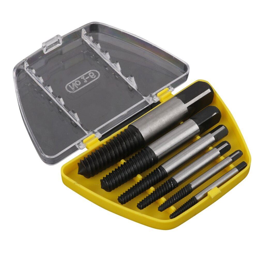 6PCS Damaged Screw Extractor Drill Bit Set Broken Bolt Remover Threading Hand Tools Kit With Box Hex Shank Alloy Steel