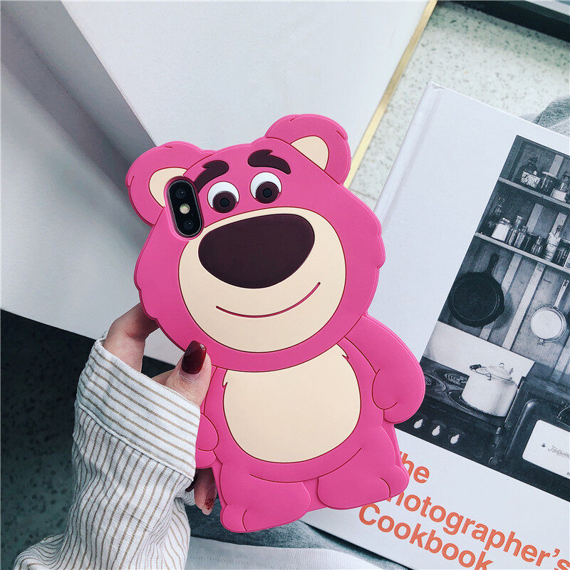 Ốp lưng điện thoại hình gấu ba chiều màu hồng dễ thương cho iPhone 6 7 8 Plus Ốp lưng mềm cho Iphone XS Max XR chống rơi và trầy xước cho Ốp lưng điện thoại Ốp lưng màu rắn cho Apple iPhone 11 Pro Max quà Tặng bé gái SE 2020