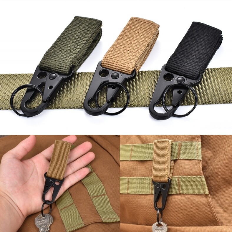 Molle Tactical Carabiner Backpack Belt Hook Quickdraw Survival EDC Nylon  Clip