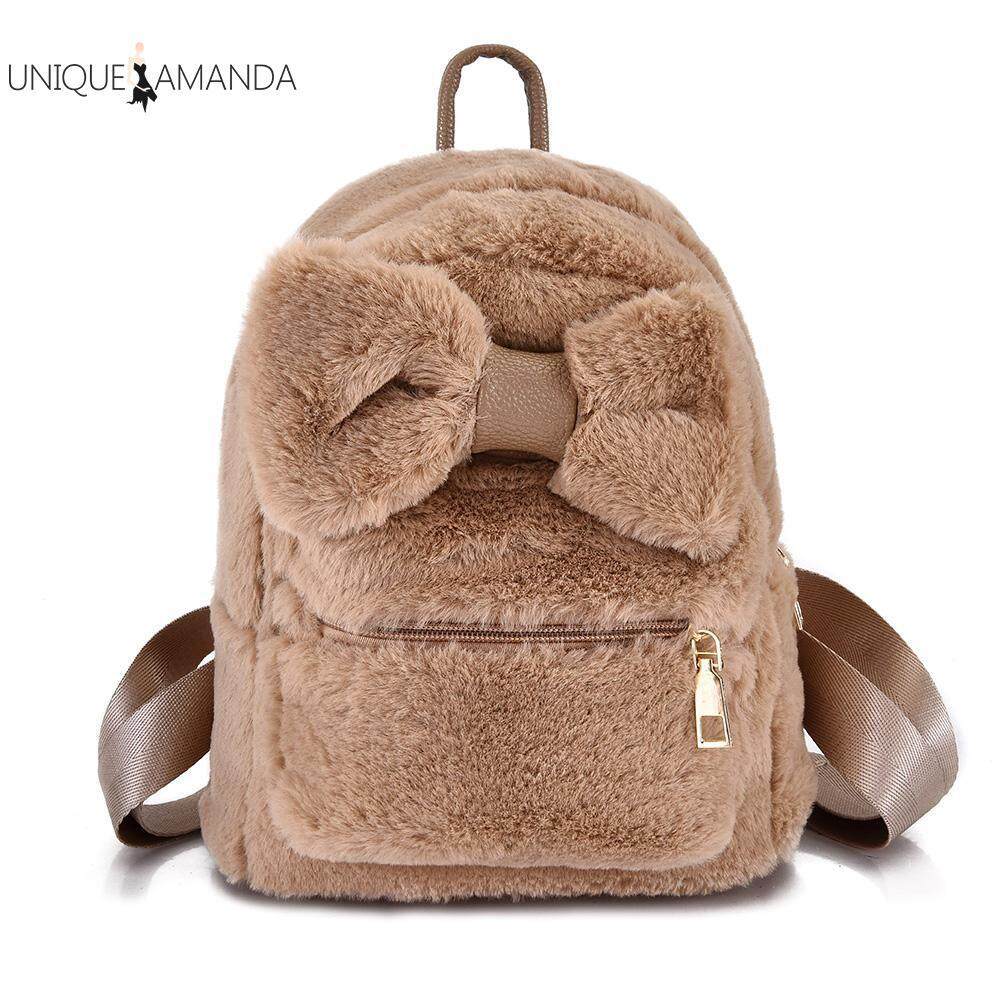 Children Plush Schoolbag Student Kindergarten Fluffy Cute Shoulder Backpack
