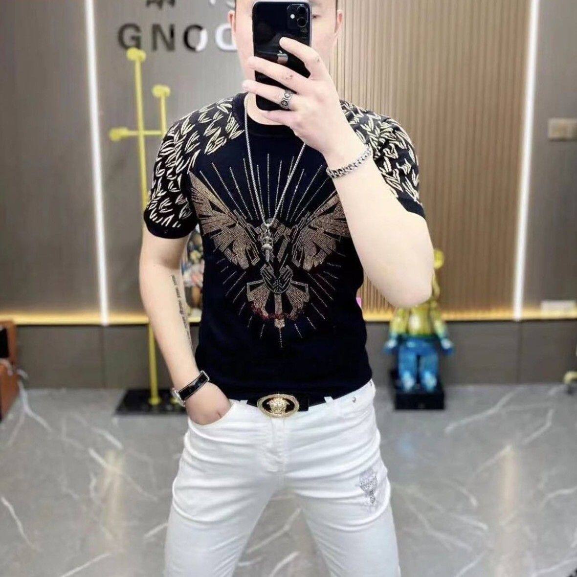 Sonix Áo phông dành cho nam mùa hè ngắn tay cao endfashion cánh in ôm vừa trẻ trung đa năng crewneck Áo sơ mi