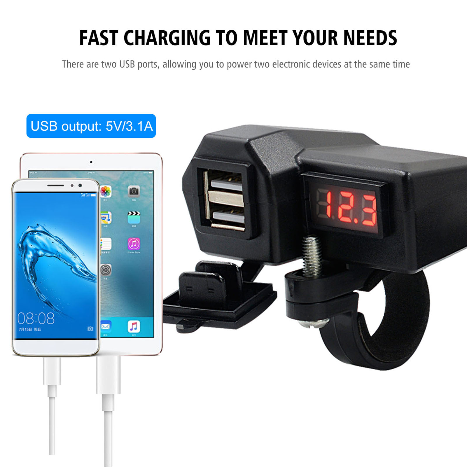 Wiki [Hàng Có Sẵn] Bộ Sạc USB Xe Máy Chống Nước Ổ Cắm Điện Thoại Di Động Splitter Power Adapter
