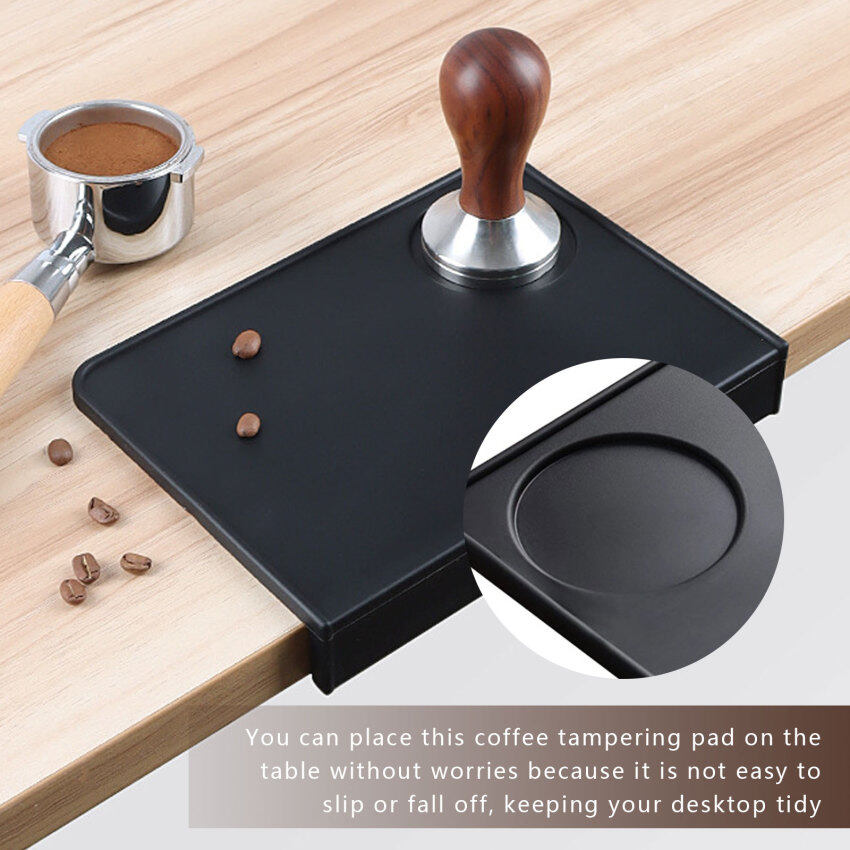 Coffee Tamper Mat Tamping Rest Holder Corner Edge Pad Black Office Bar