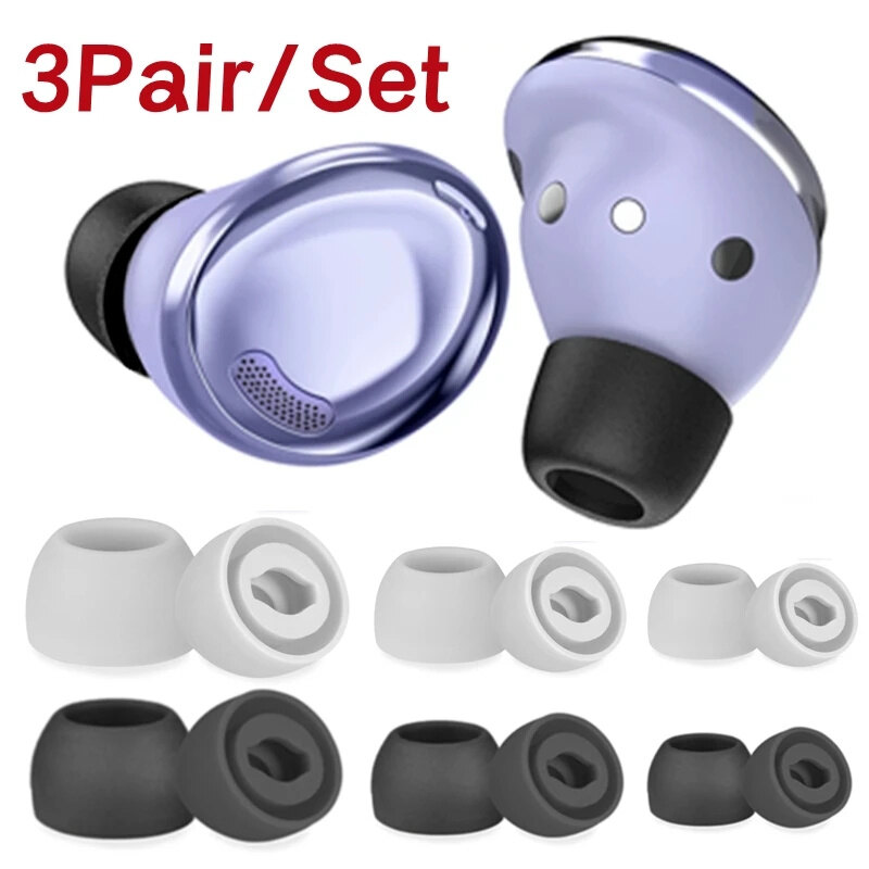 1/2/3 cặp Nút tai nghe thay thế Silicone mũ trùm tai tai nghe gắn tai không dây Earplug tái sử dụng eartips S M L cho Samsung Galaxy Chồi Pro