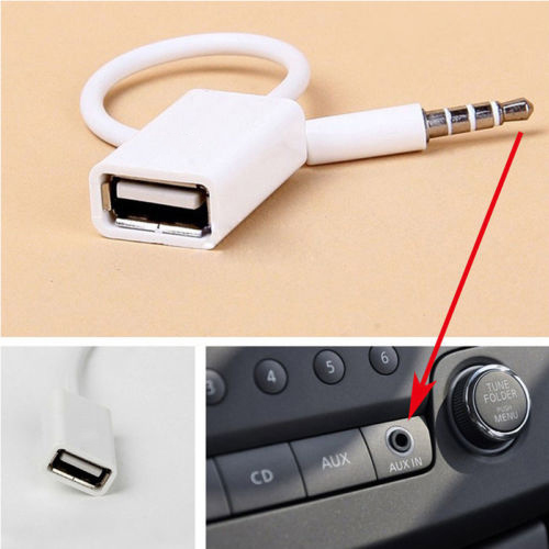 Sawu 1 white usb female head to 3.5mm u disk connected to 12v car cd player aux car audio cable car mp3 adapter cable length about 18cm