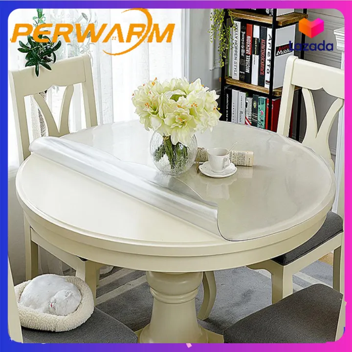 1 5mm Clear Table Protector For Round Table Clear 1 5mm Thickness Sofe Pvc Protective Table Pad Kitchen Wood Grain Tablecloth Cover All Size Table Customizable Lazada
