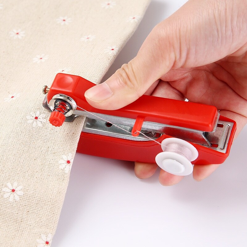 (Star fabric) 1Pcs Red Mini Máy May Vá Không Dây Cầm Tay Quần Áo Máy May Thủ Công Hữu Ích Công Cụ Cầm Tay Phụ Kiện